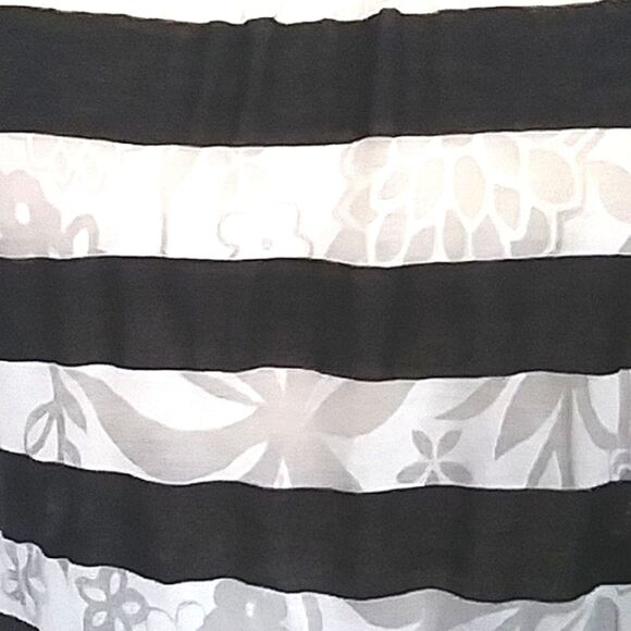 Tank Top Semi Sheer Burn Out Floral Pattern Black White Stripe Nautical Y2K M - Picture 5 of 11